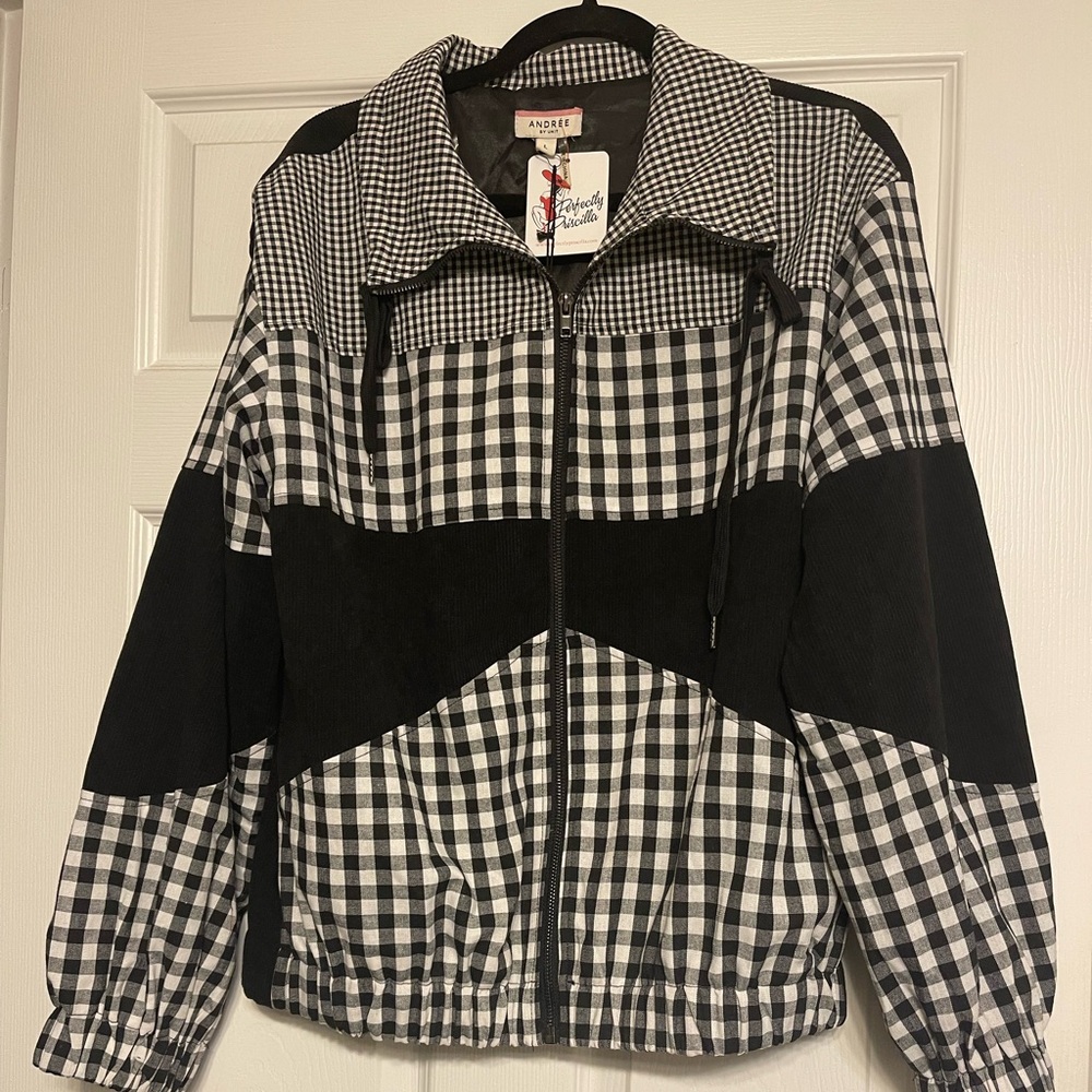 Adore Black and White Checkered Women's Jacket